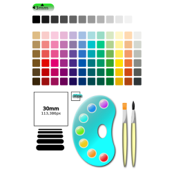 Color palette with a few paintbrushes