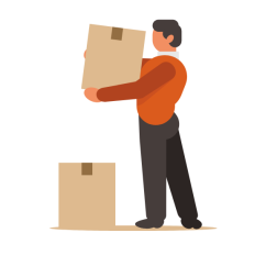 Man is moving boxes