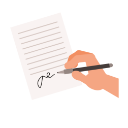 Signing a paper
