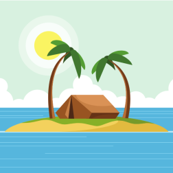 A tent on the tropical island