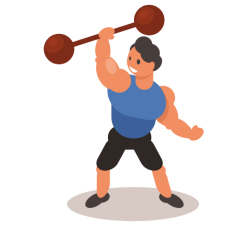 Bodybuilder lifts the barbell