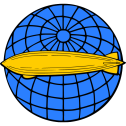 A zeppelin in flight around the Earth