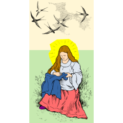 Young Virgin Mary and swallows