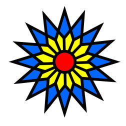 Flower: red, yellow and blue