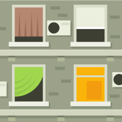 Windows in an apartment building