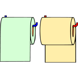 Roll of toilet paper mounted on wall bracket