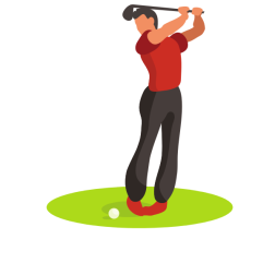 Golf player hits the ball