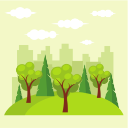 Green trees outside of the city