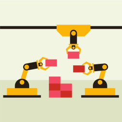 Robots in a factory