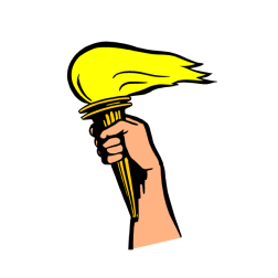 A hand holding a torch