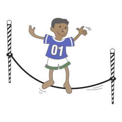 Kid on Tightrope Vector Clip Art