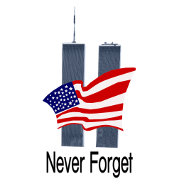 Two towers with flags