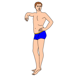 A man stands on the beach leaning on his friend's shoulder