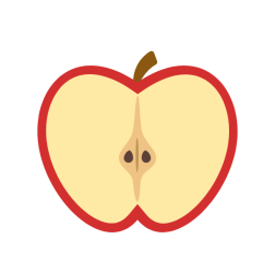Half apple with core and seeds