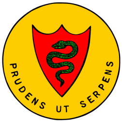Coat of arms with the text "wise as a serpent"
