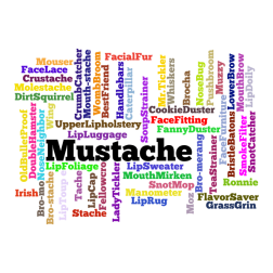 Colorful Mustache Word Cloud
