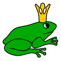 Green Frog Wearing a Golden Crown