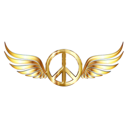 Gold Peace Sign Wings Enhanced 2 No Background