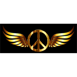 Gold Peace Sign Wings Enhanced Contrast