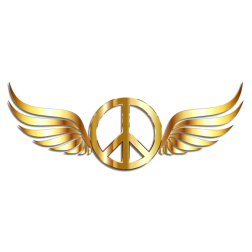 Gold Peace Sign Wings With Drop Shadow
