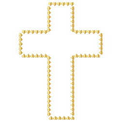 Golden Cross Hearts No Background