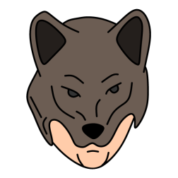 Man wearing a wolf mask
