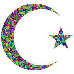 Prismatic Low Poly Crescent And Star