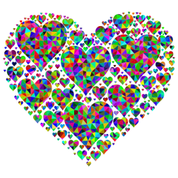 Prismatic Low Poly Hearts In Heart