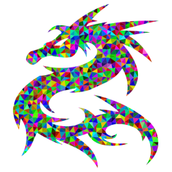 Prismatic Low Poly Tribal Dragon Design