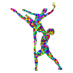 Prismatic Low Poly Woman And Man Ballet Silhouette