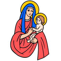 Virgin Mary with her son, Jesus