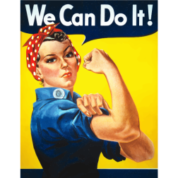 Vintage poster with Rosie The Riveter