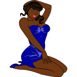 WomanKneelingDarkBlueBlack