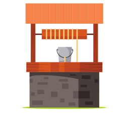 Water well and a bucket