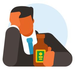Depressed Businessman with Alcohol Bottle
