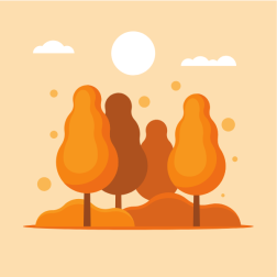 Autumn trees in the distance
