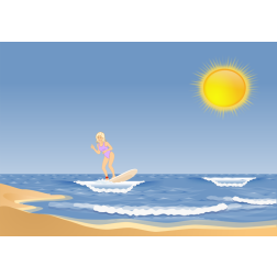 Sunny Beach with Surfer