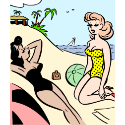 Women on the beach color illustration