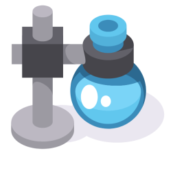 Blue flask in a lab