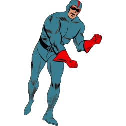 Masked hero with red gloves