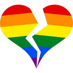 Broken heart with gay pride colors