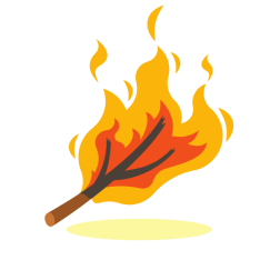 Tree branch on fire