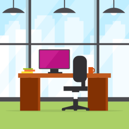 Modern Office Desk with Computer