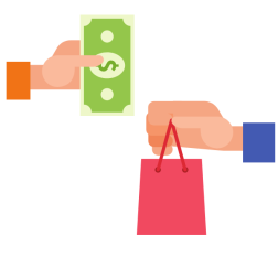 Buying with cash concept