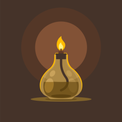Lit Oil Lamp