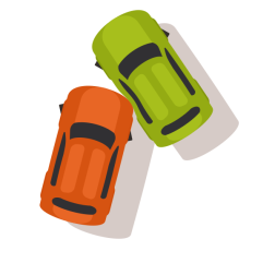 Top View of Two Cars In Accident