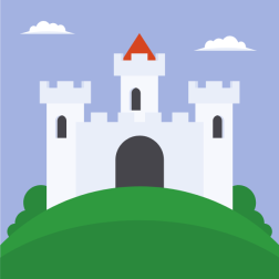 White castle on the green hill