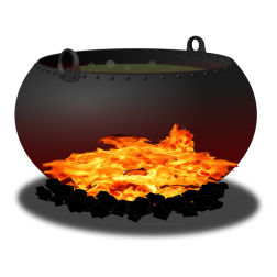 Cauldron on fire