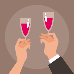 Two People Toasting with Wine Glasses