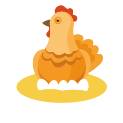 Chicken sitting on eggs